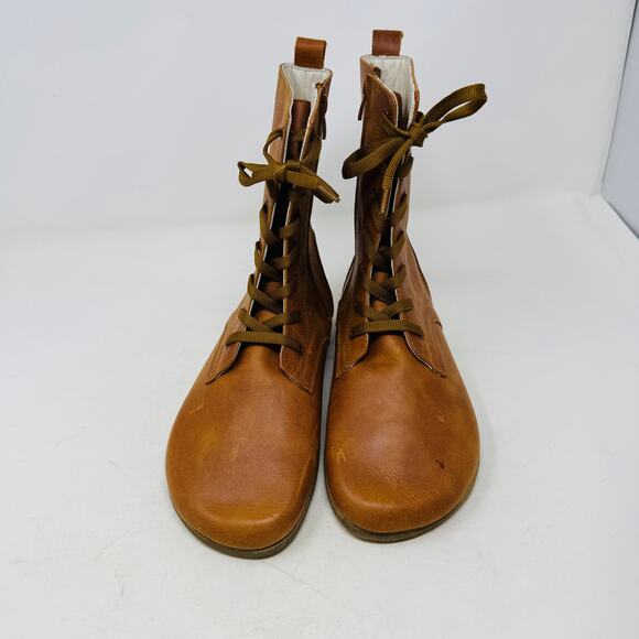 EF Handcrafted Brown Leather Lace-Up Boots Women’s Size 40 - Picture 4 of 13